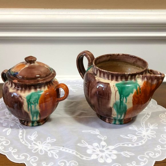 Mexican pottery - matching creamer and sugar bowl - Picture 4 of 10